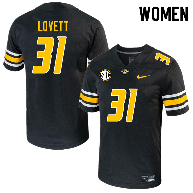 Women #31 Zach Lovett Missouri Tigers College 2023 Football Stitched Jerseys Sale-Black